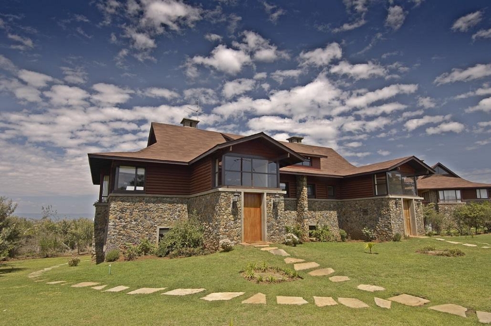 A stone lodge on the slopes above Lake Naivasha