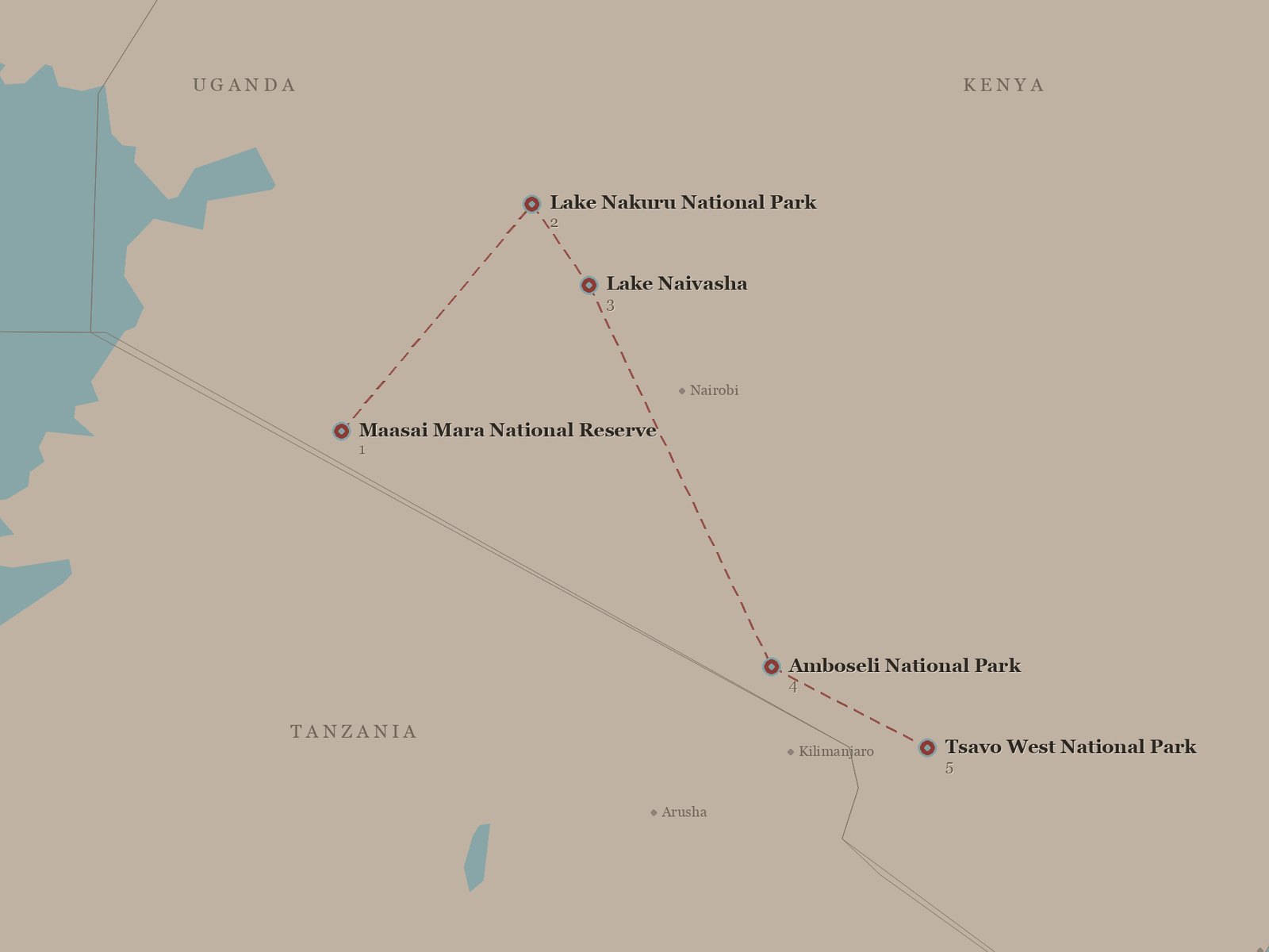 Original Spirit of Kenya route map: Big Kenya