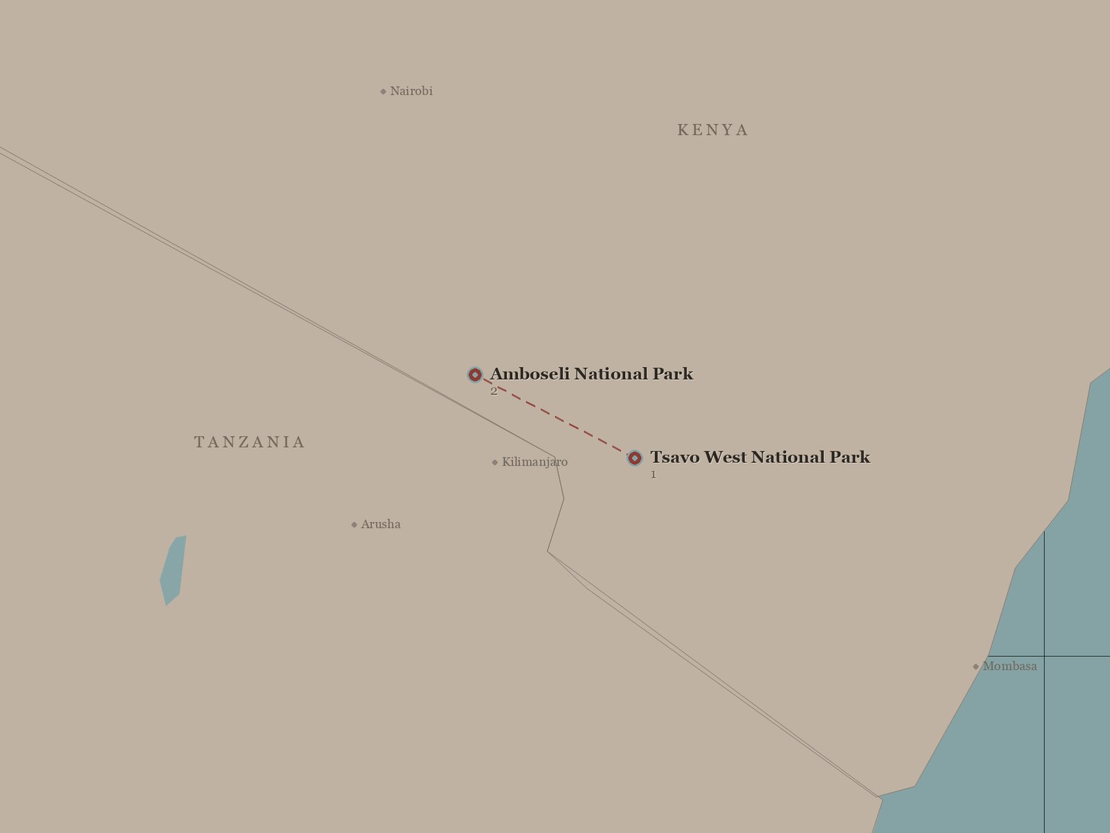 Original Spirit of Kenya route map: Elephant Footsteps