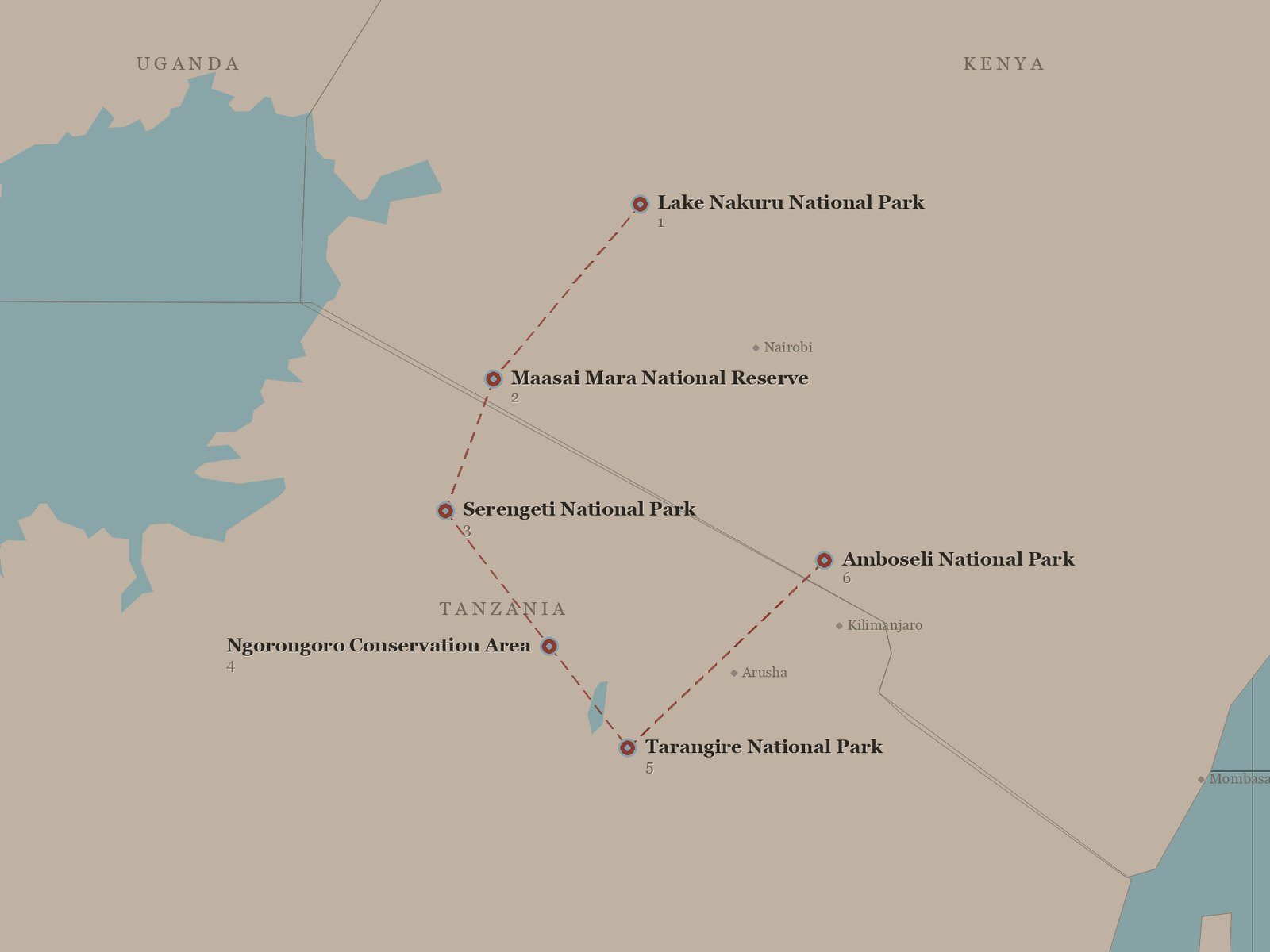 Original Spirit of Kenya route map: Spirit and Soul of Africa